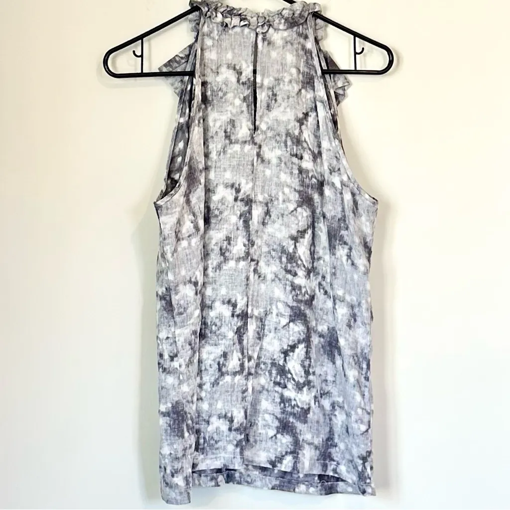 Marina Luna Marble Gray Ruffle Linen Blend Tank Top - Image 7