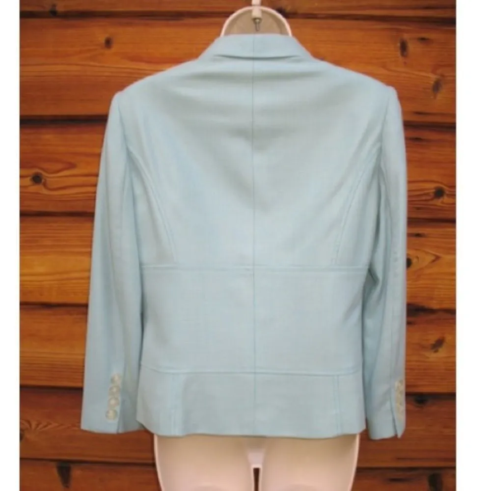 Carlisle Blue Green Wool Silk Blazer Jacket - Image 3