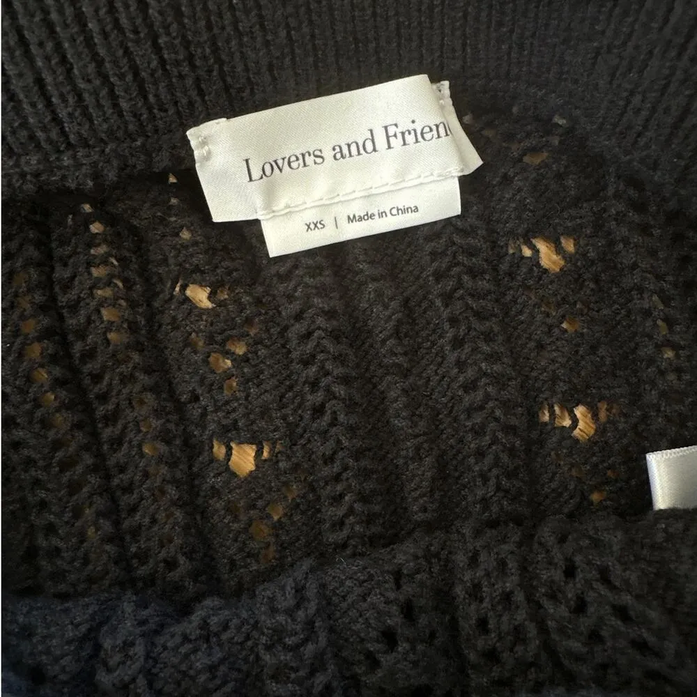 Lovers + Friends - Sabra Tie Pointelle Knit Lace Up Midi Skirt in Black - Image 3