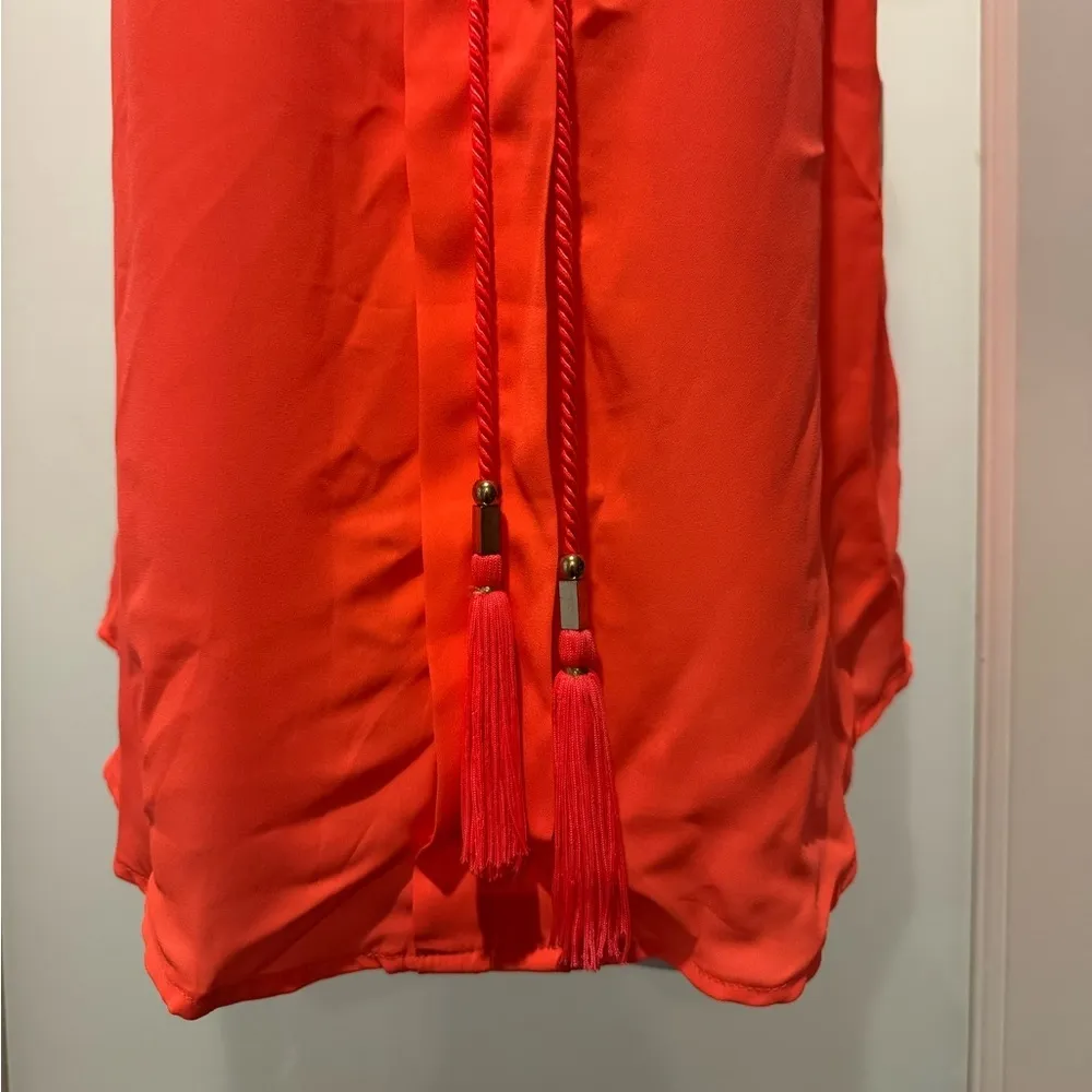 NWT Meraki Neon Orange Tassel Sleeveless Top Size S Festival Beach Summer - Image 3
