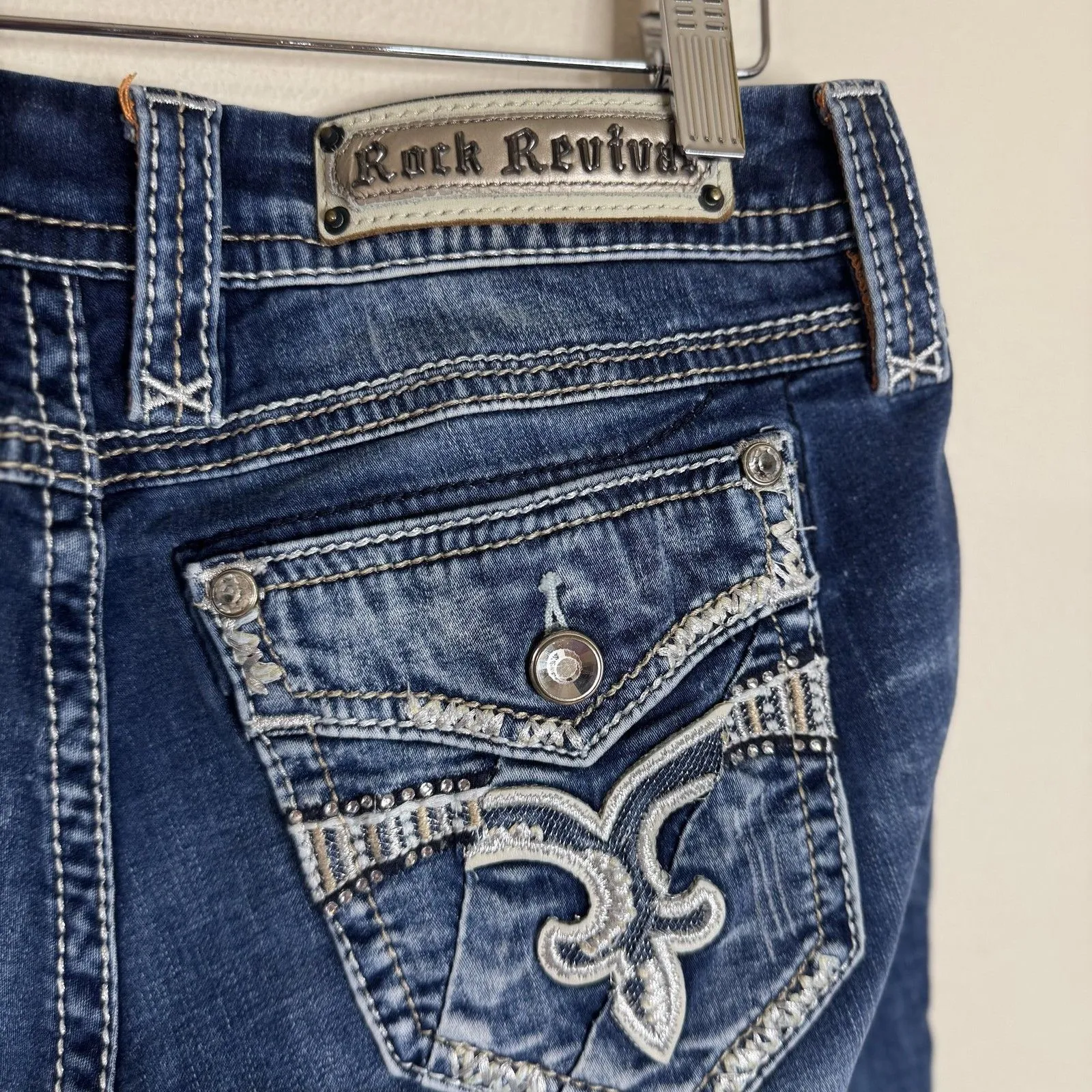 Rock Revival Cherilyn Jeans Womens 29 Blue Skinny Embellished Denim Bling - Image 11