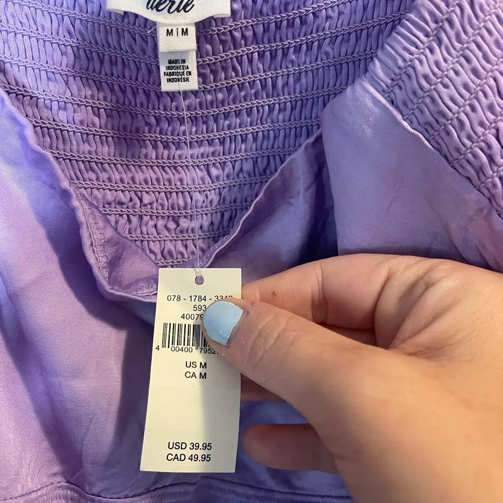 Aerie Lavender Satin Crop Top with Smocked Back Corset Style Size M NWT Feminine - Image 4