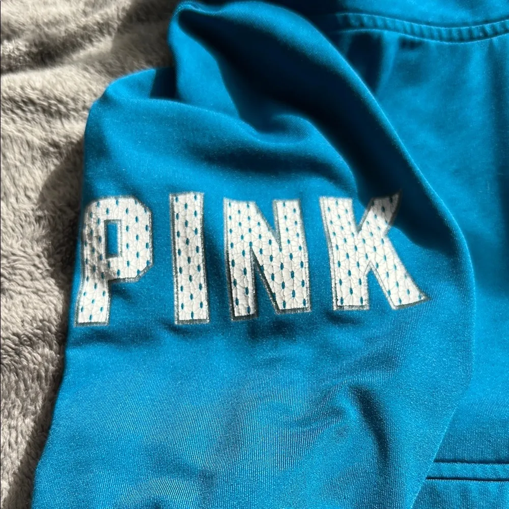 PINK Victoria's Secret Blue and Gray Boxy Long Sleeve Hoodie Size M - Image 5
