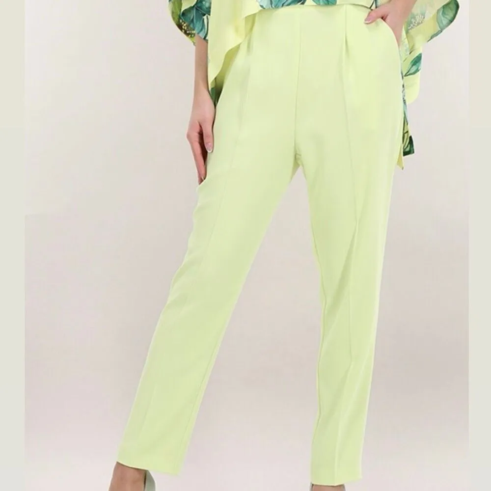 PINKO Natalia Yellow High Waisted Pleated Crepe Ankle Trouser Pants‎ Size 2 Yellow - Image 10