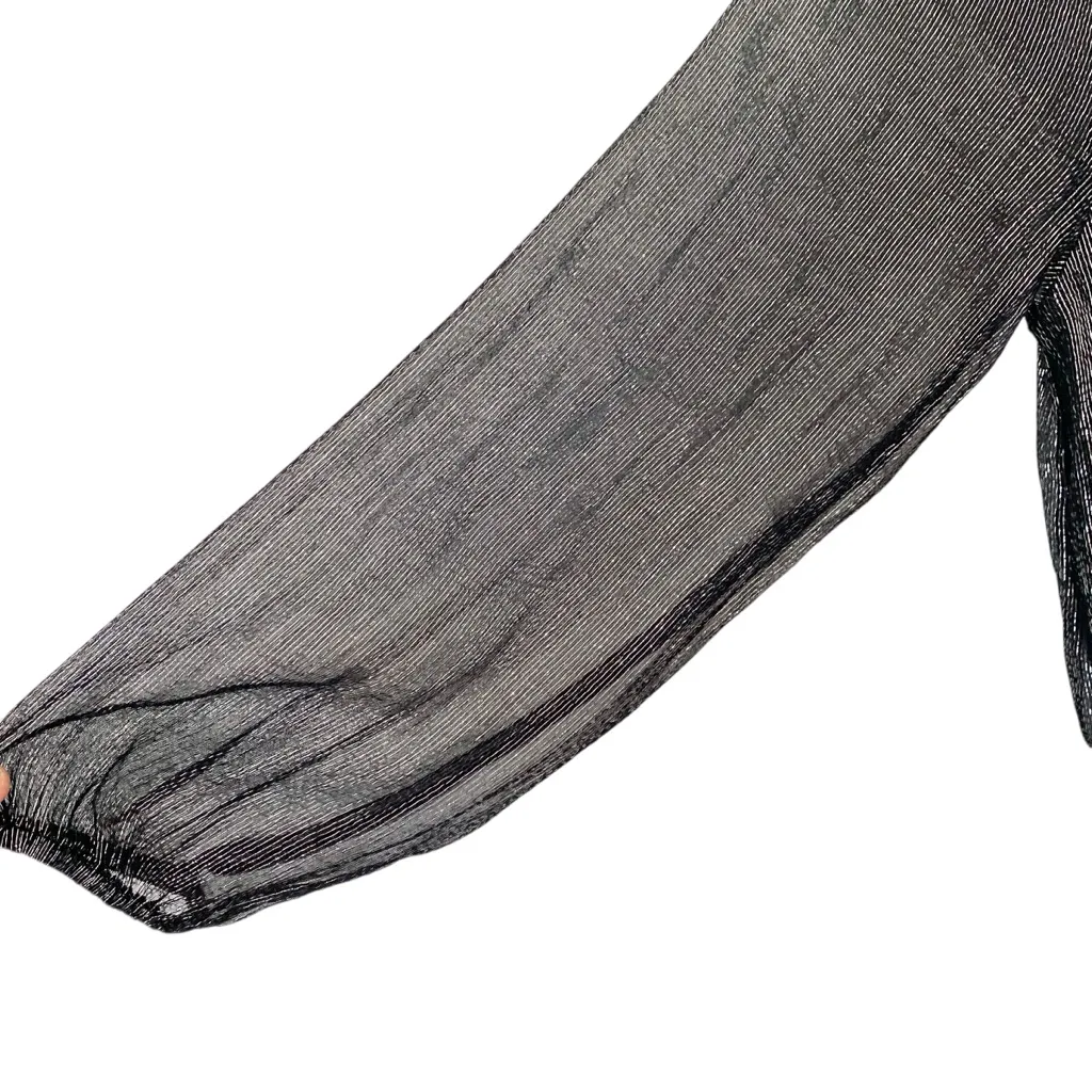 Loveshack Fancy Smocked Metallic Stripe Black Silver Dress size 2 - Image 5