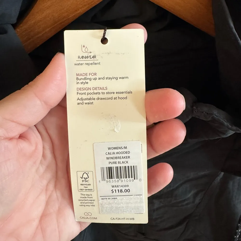 NWT! Women’s Calia solid black pullover hooded windbreaker jacket Medium $118 - Image 3