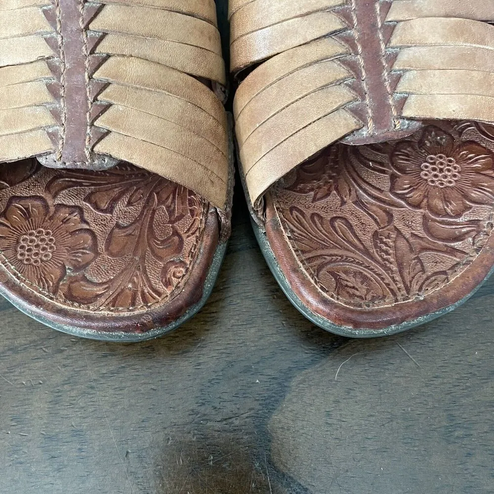 Ariat Womens COSTA Chill Shoes 6.5B Slide Sandals Tan Brown Leather Open Toe - Image 5