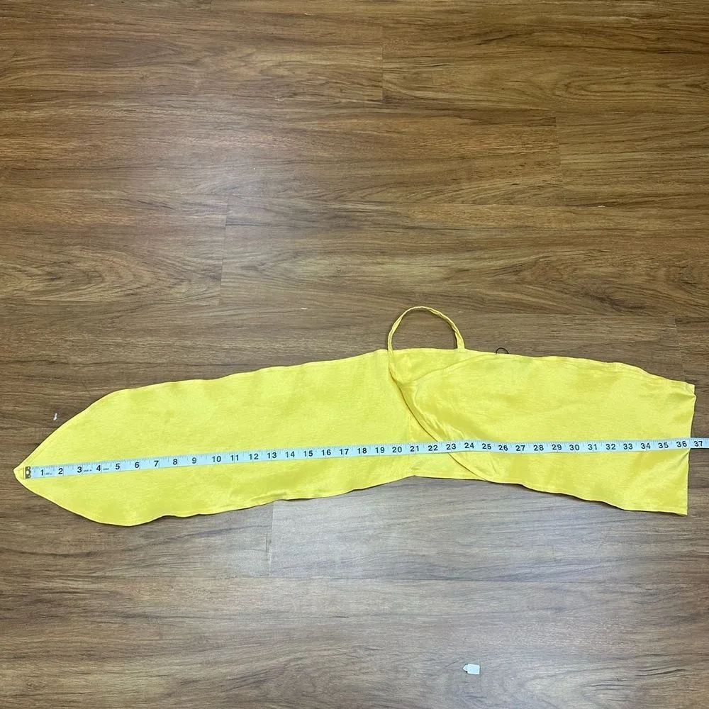 Yellow Women's Sleeveless Crop Tube Top Strapless Bow Twist Tie Front Sz One Siz - Image 4