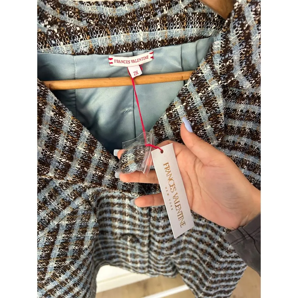 $378 NWT Frances Valentine New York Day Jacket In Park Avenue Plaid Size 2x Blue - Image 4
