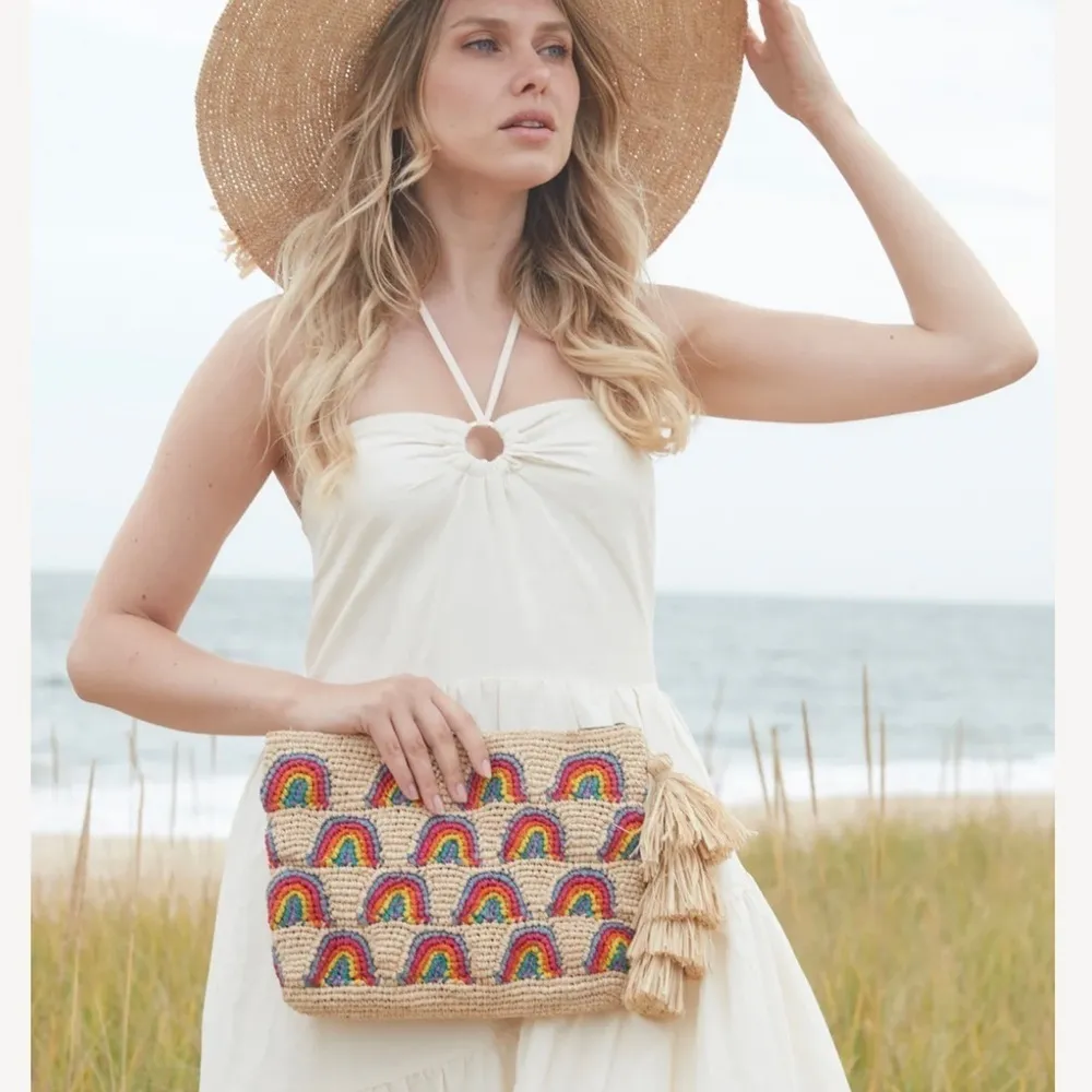 NEW Mar Y Sol Iris Rainbow Woven Clutch - Image 2