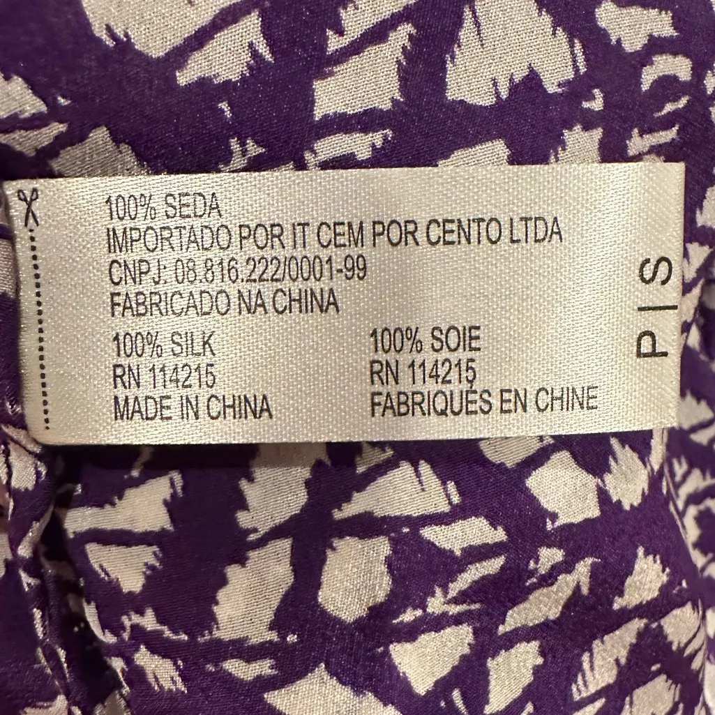 ViX Paula Hermanny Tunic Top Red Purple silk v-neck 3/4 bell sleeve - Image 6