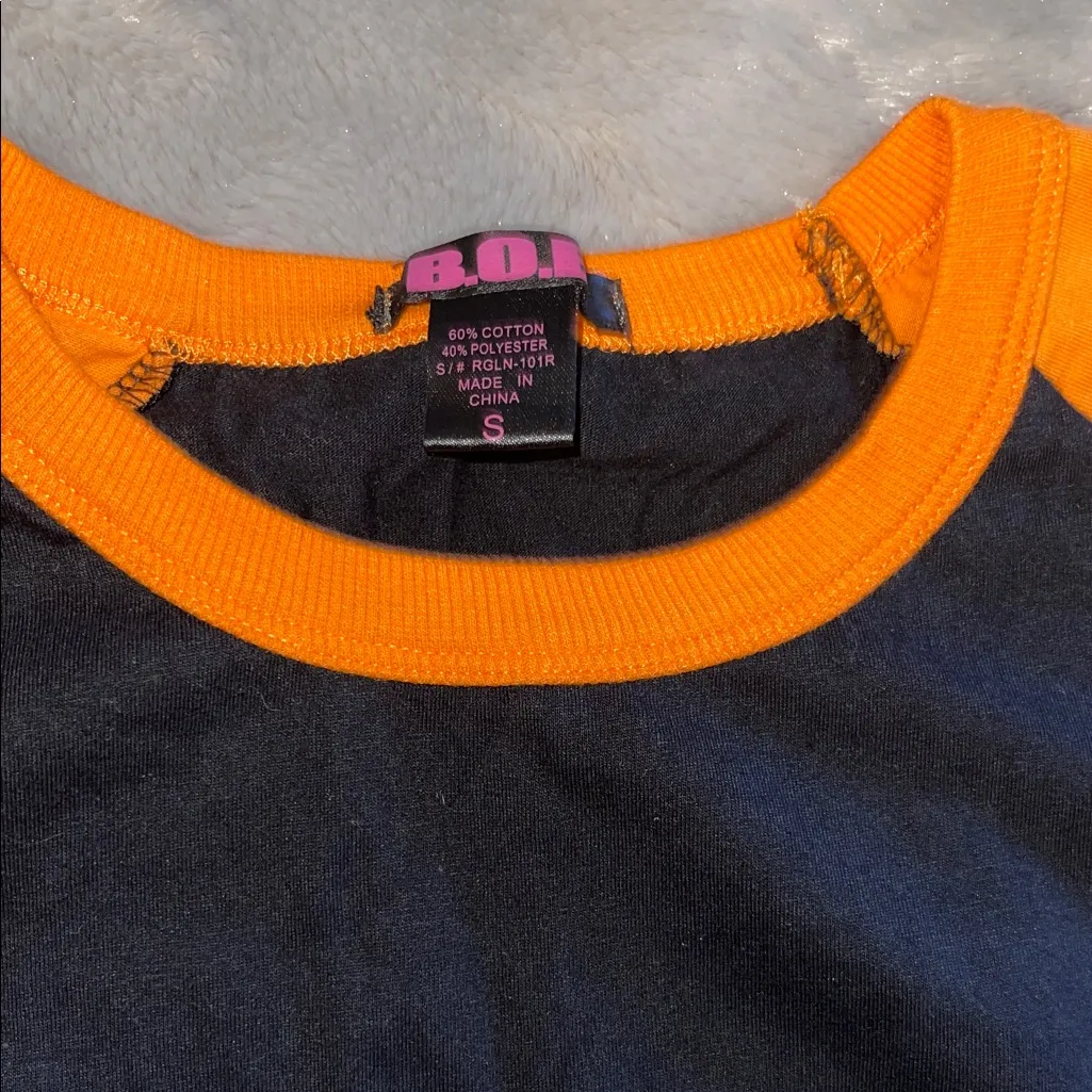 B.O.I Tribal Stripe Shirt S Orange Black Long Sleeve Festival Streetwear - Image 2