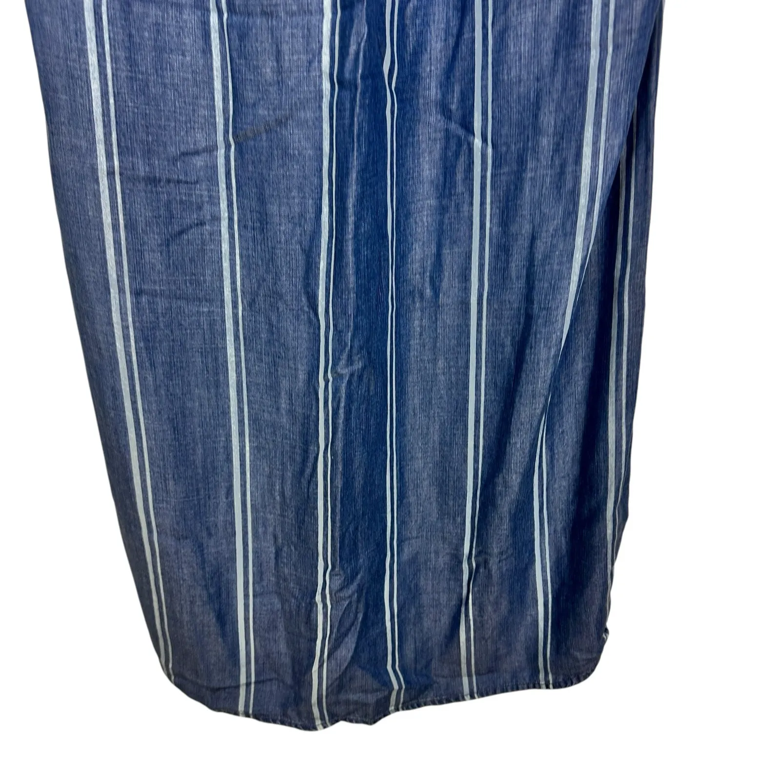 Cloth & Stone Anthropologie Chambray Striped Sleeveless Shirtdress Sz Small - Image 11