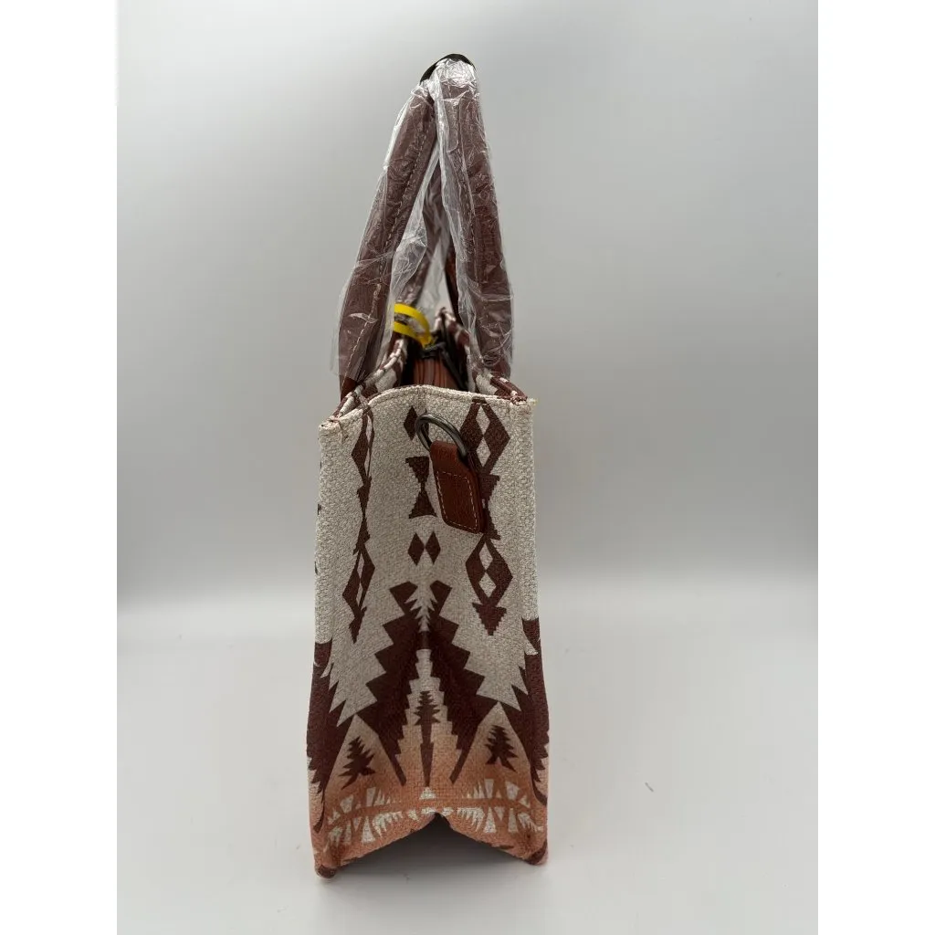 Women’s Wrangler White, Brown, & Orange Patterned Handbag w/ Leather Details - Image 3