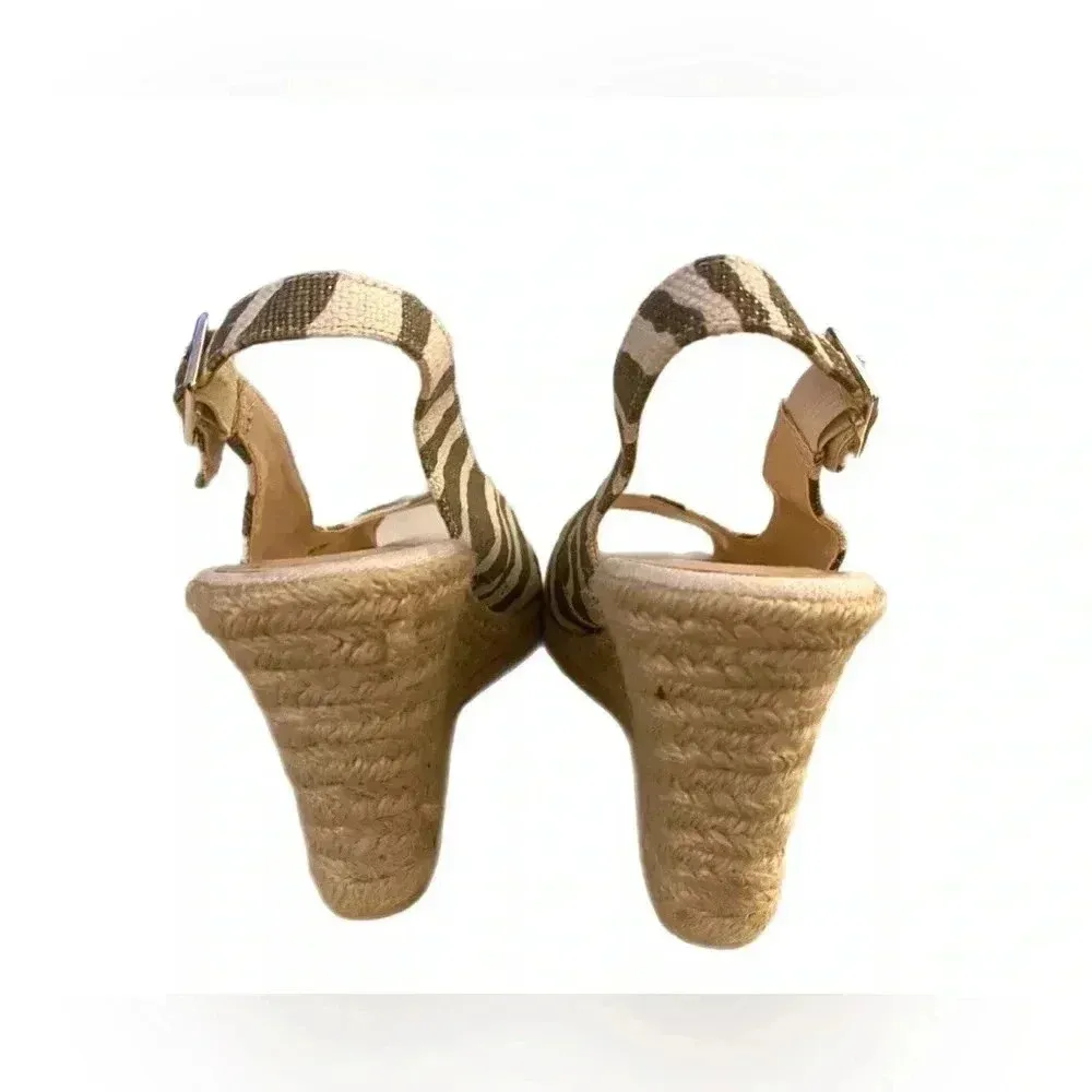 CHICO’S Zebra Print Sandals Women’s Simon Espadrille Wedge Slingback Heels 9 - Image 7