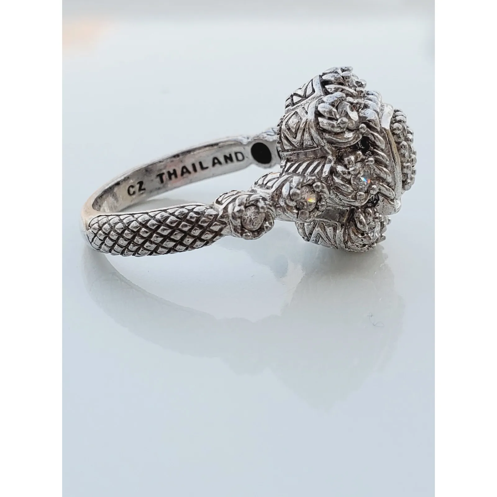 Judith Ripka Diamonique Sterling Silver Heirloom Statement Ring Size 8 - Image 5