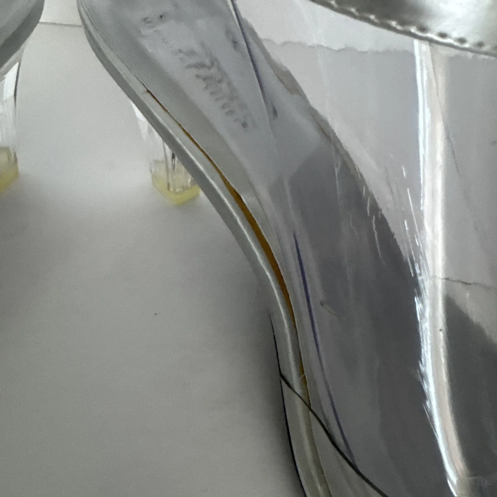 Midnight Velvet Marnie Sandals Silver Jeweled Clear Heel Clear Toe Womens 8 Wide - Image 6