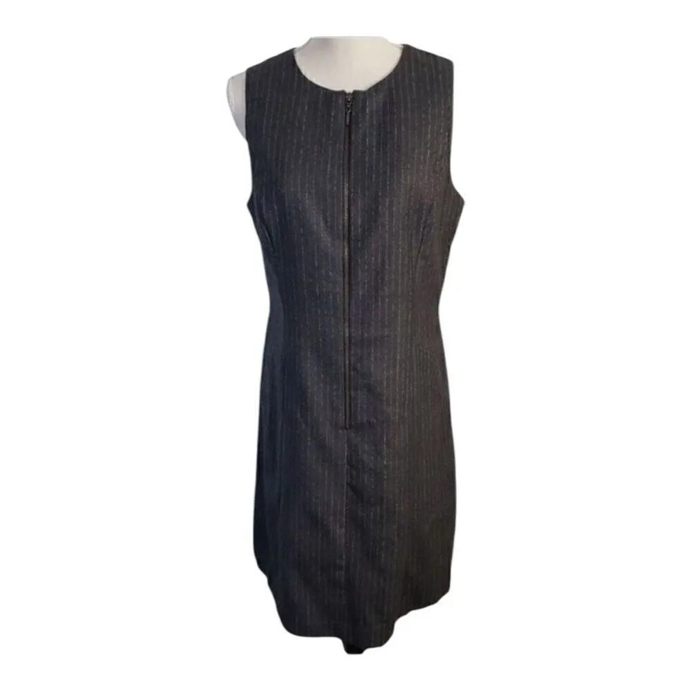 Vintage Rafaella Grey Wool Zipper Front Sheath Dress Size 10 Sleeveless Formal - Image 6