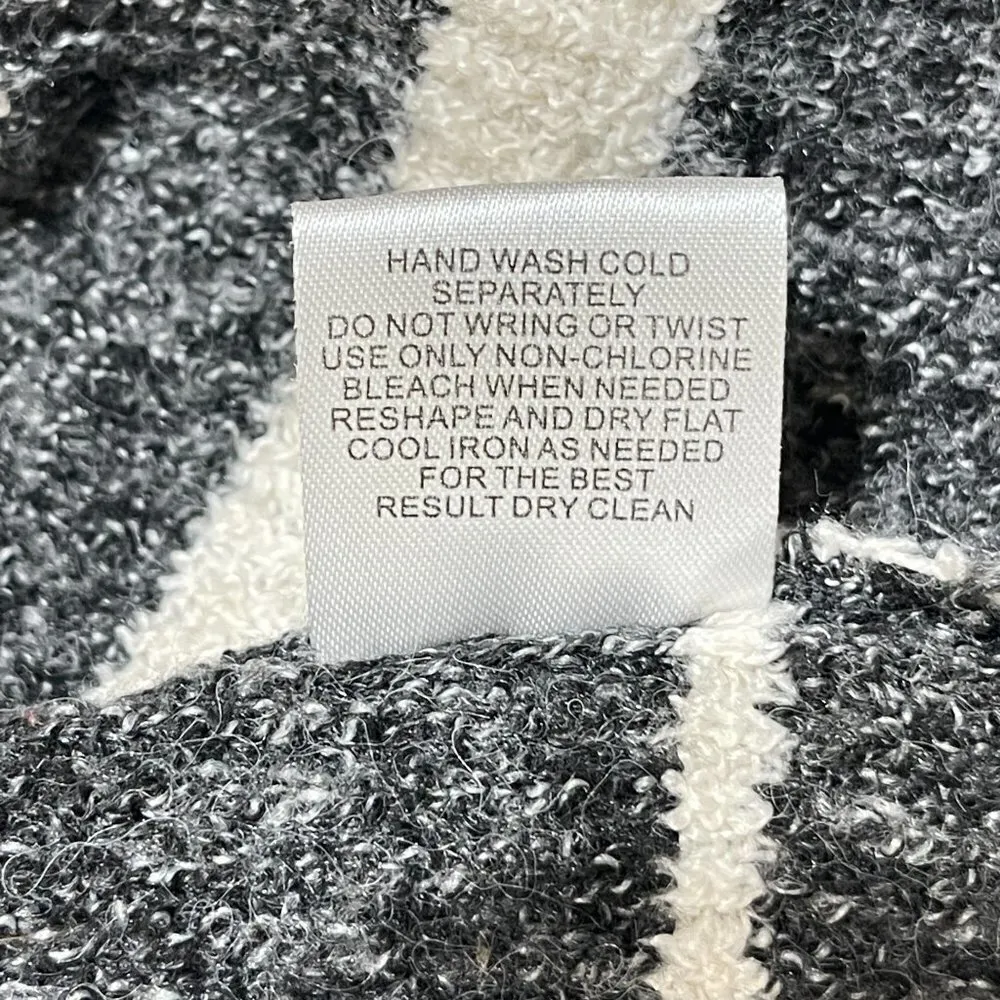 Olive + Oak Open Front Cardigan Charcoal Gray White Stripe Long-Line Size XS - Image 6