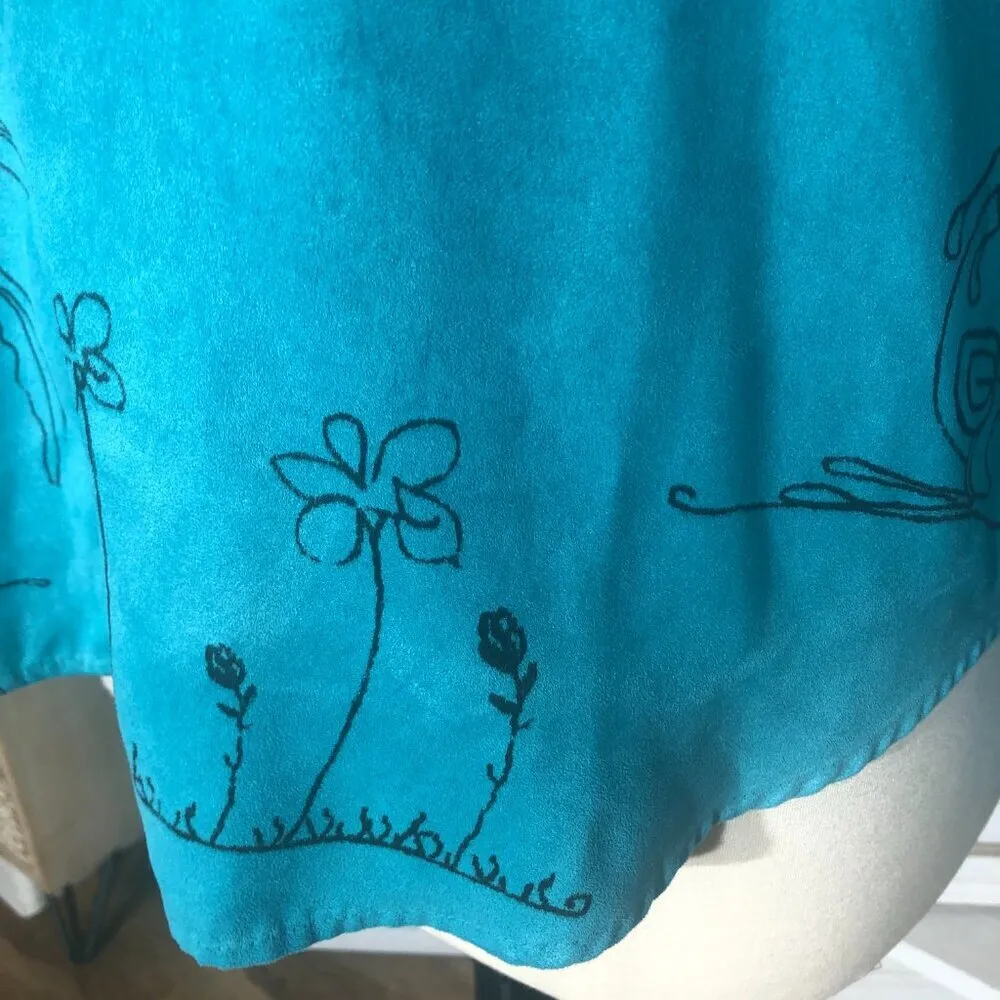 Chico's Art to Wear Shirt Teal Aqua Faux Suede Large - Image 9