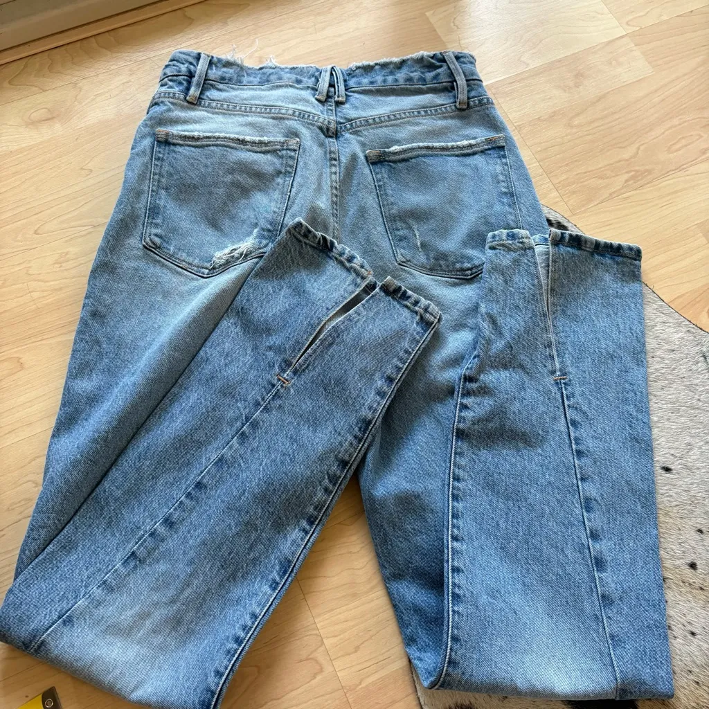 GOOD AMERICAN Good Boy Jeans Split Hem Straight Leg Size 4/27‎ - Image 11