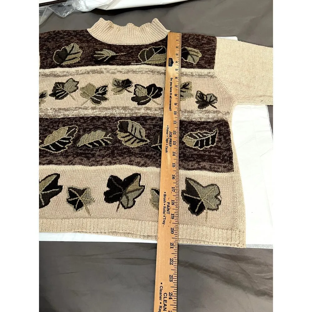 Dressbarn womens size large autumn sweater leaves, embroidery, grandma core - Image 4