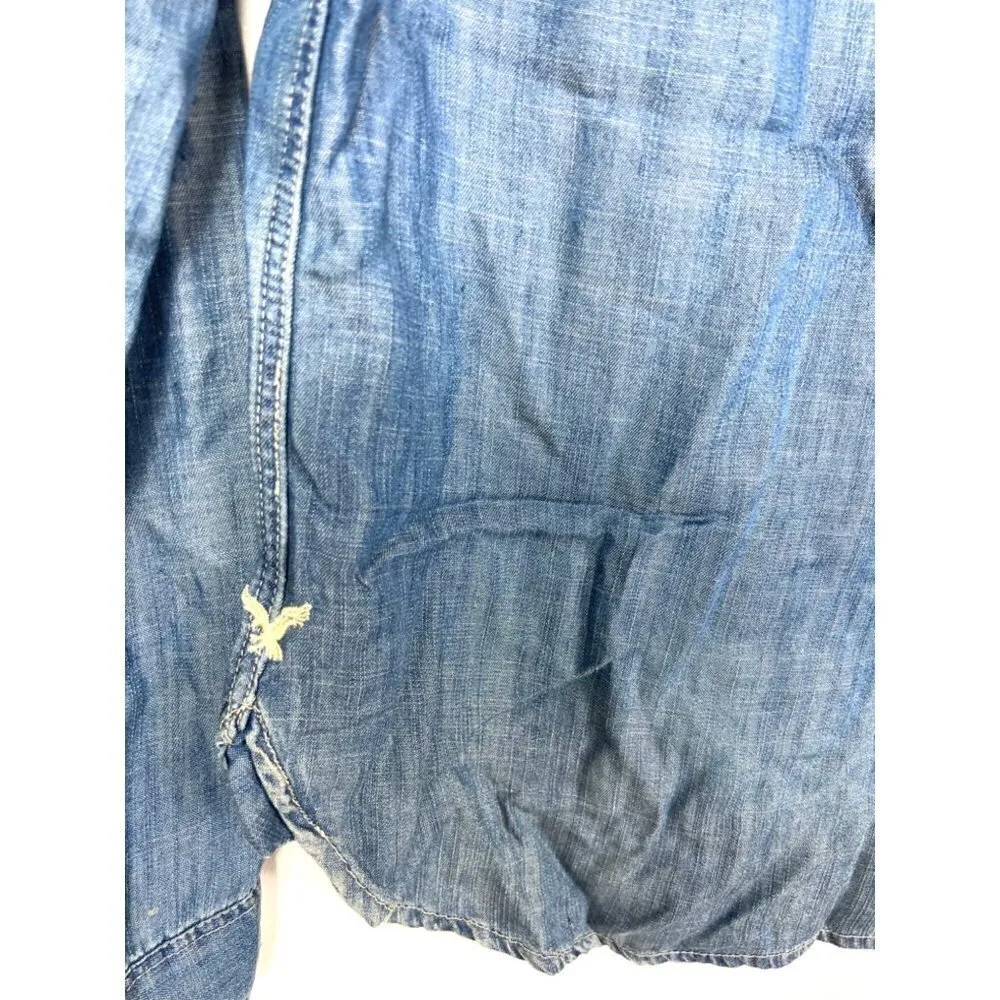 American Eagle boyfriend‎ fit button up chambray top - Image 7