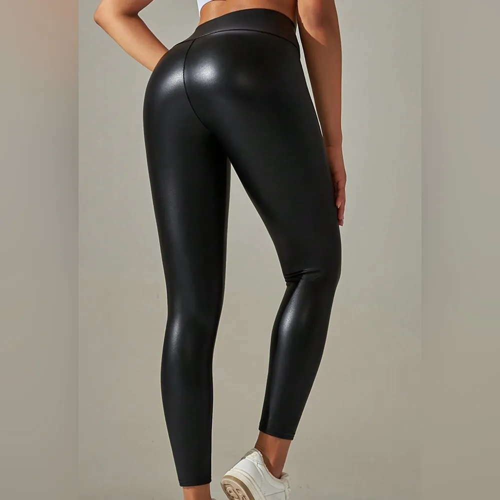 SHEIN EZwear Plus High Waist PU Leather Leggings - Image 2