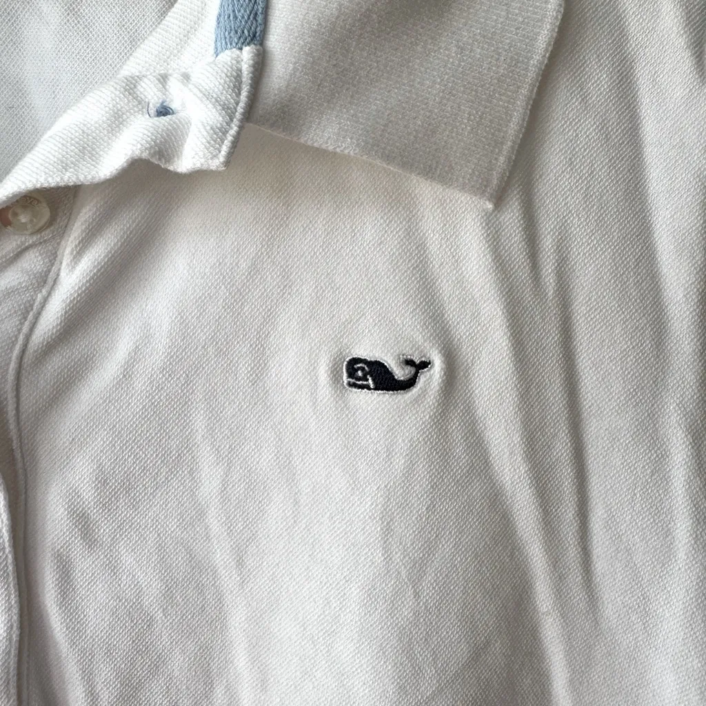 Vineyard Vines Preppy White Polo Collared Short Sleeve Polo Shirt Size Small - Image 3