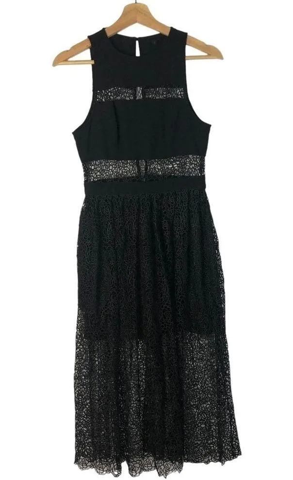 NBD Black Desire Lace Overlay Sleeveless Midi Dress S - Image 3