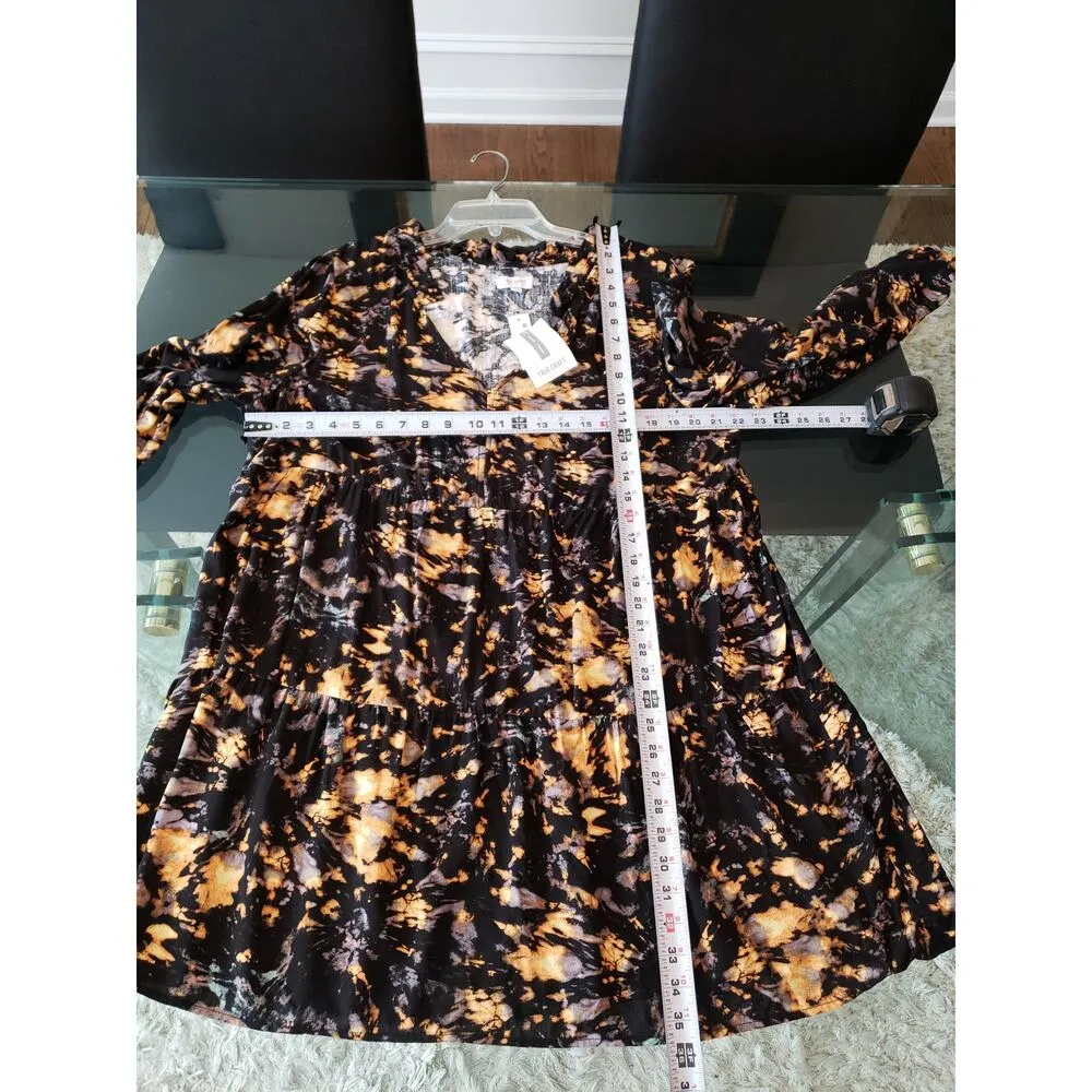 Women's True Craft Black Tie Dye Long Sleeve Dress Size 1X Rayon Fall Style - Image 12
