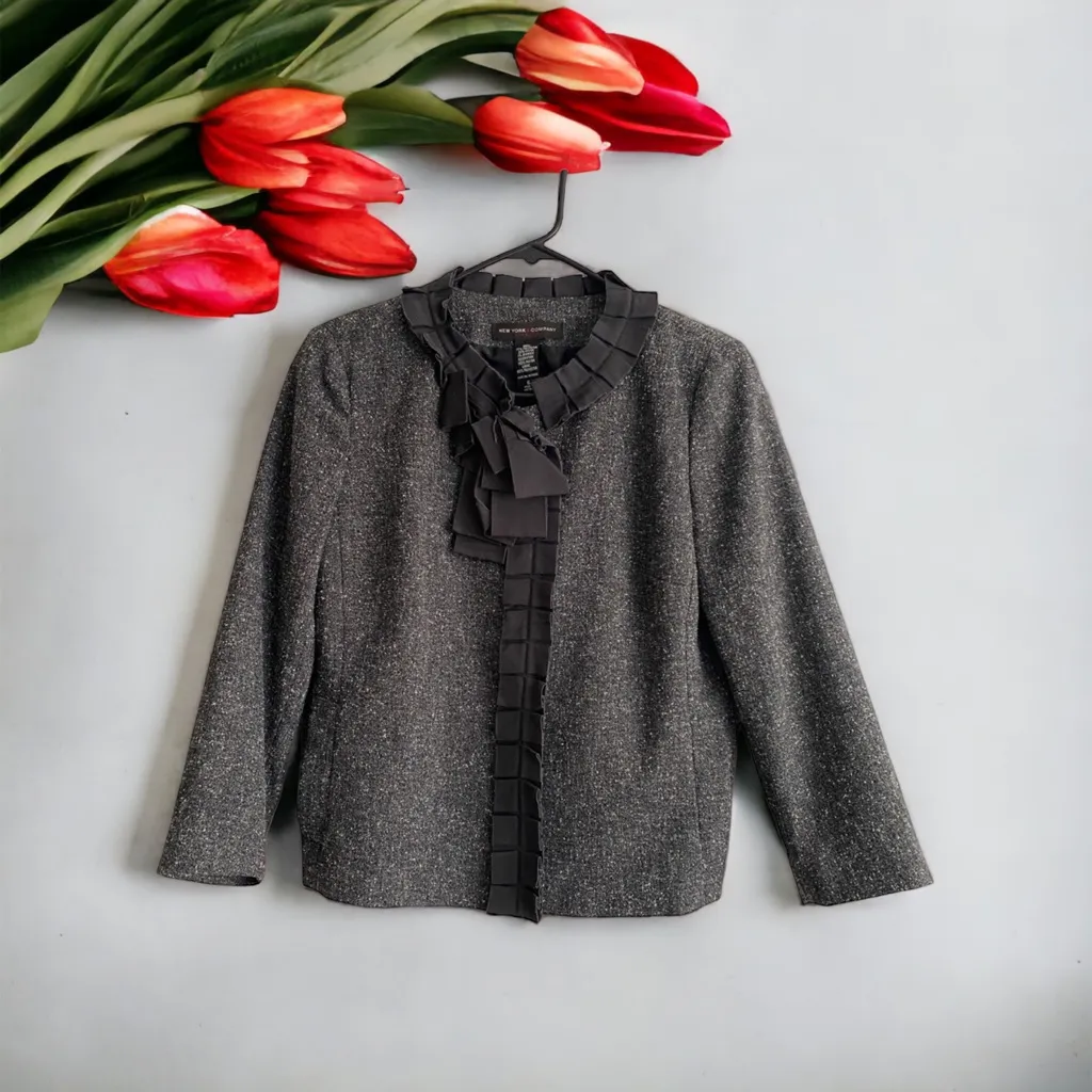 NEW YORK &‎ COMPANY STRETCH WOMENS BLAZER Gray Size 6 - Image 11