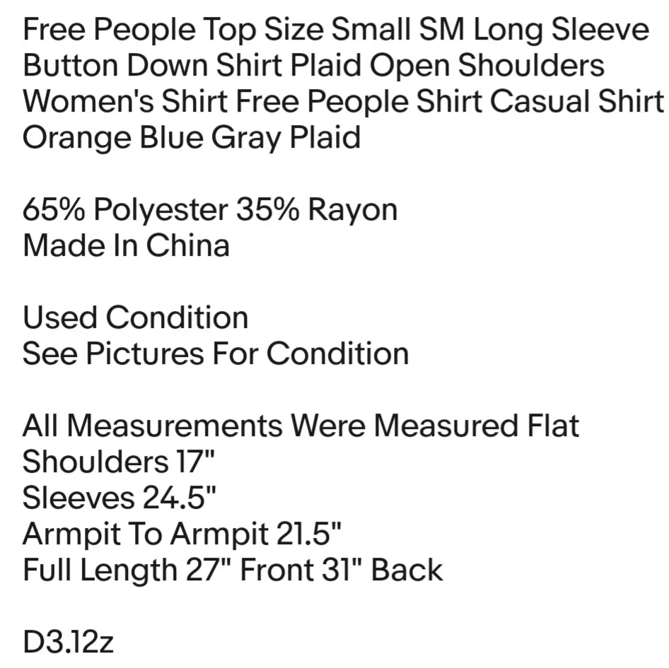 Top Size Small SM Long Sleeve Button Down Shirt Plaid Open Shoulders Women's Shirt - Image 2