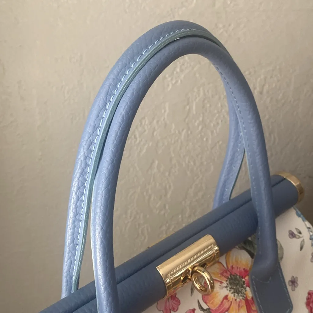 Birkin style vintage Borse in Pelle Floral Handbag Italian Leather Italy NWOT - Image 6