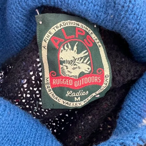 EUC Vintage Alps Sweater Pullover One Button‎ Shawl Collar women’s Med Black - Image 8