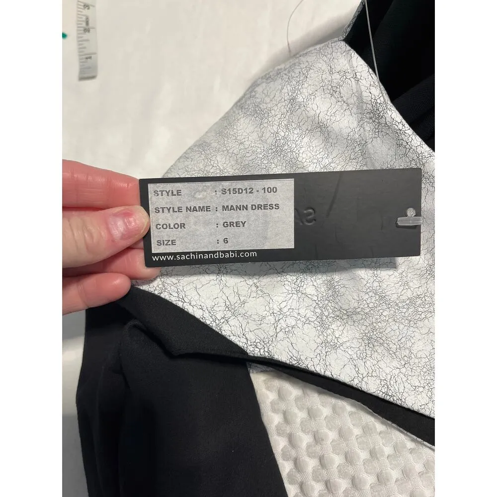 Sachin & Babi Leather Illusion Mann mini dress women's size 6 in grey black new! - Image 7