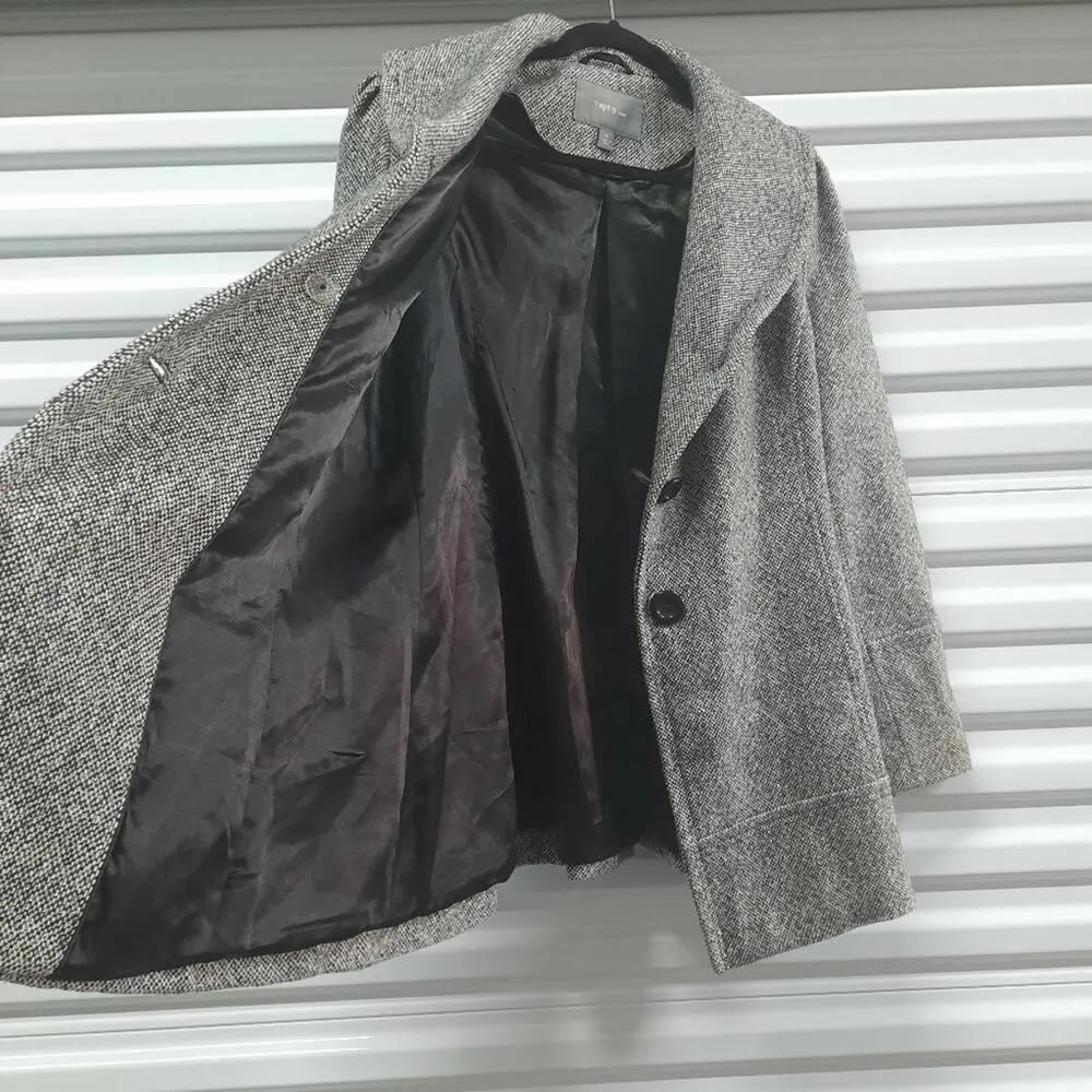 Apt 9 Wool Coat Womens Size Medium Gray Tweed Grunge Winter Jacket Button Front - Image 3