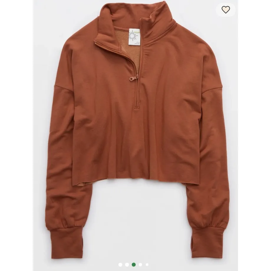 Offline by Aerie Cropped Quarter Zip Fleece Sweatshirt Cozy Lounge Size M - Image 11