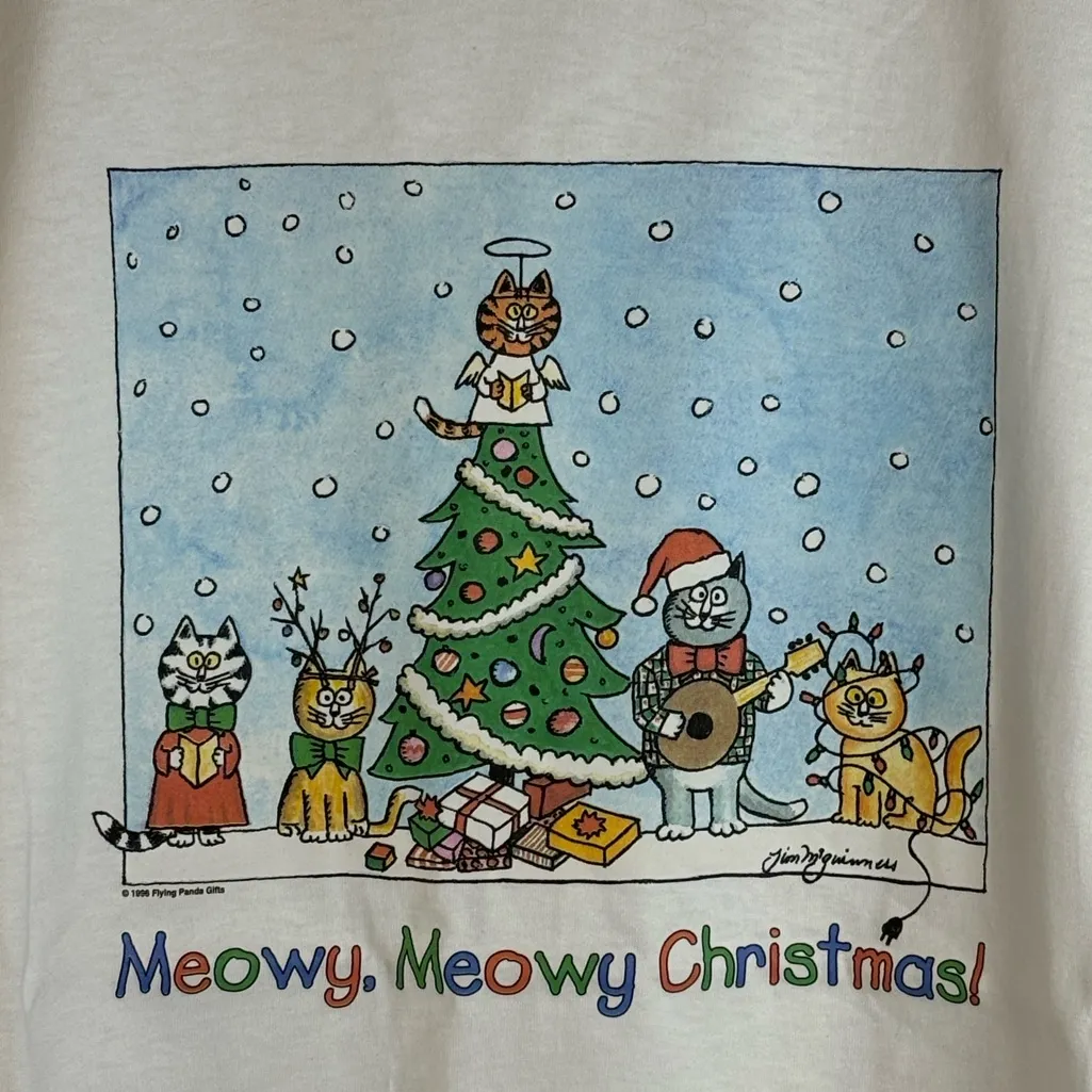 Hanes Heavyweight Vintage 1996 Flying Panda Gifts Meowy Christmas Casual Shirt - Image 2