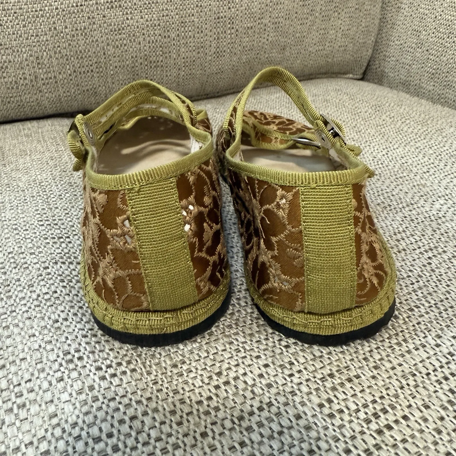 Viani Milano Lilly Sisto Milan Double Mary Jane Bronze Eyelet Flats Size 38EU Gold - Image 5