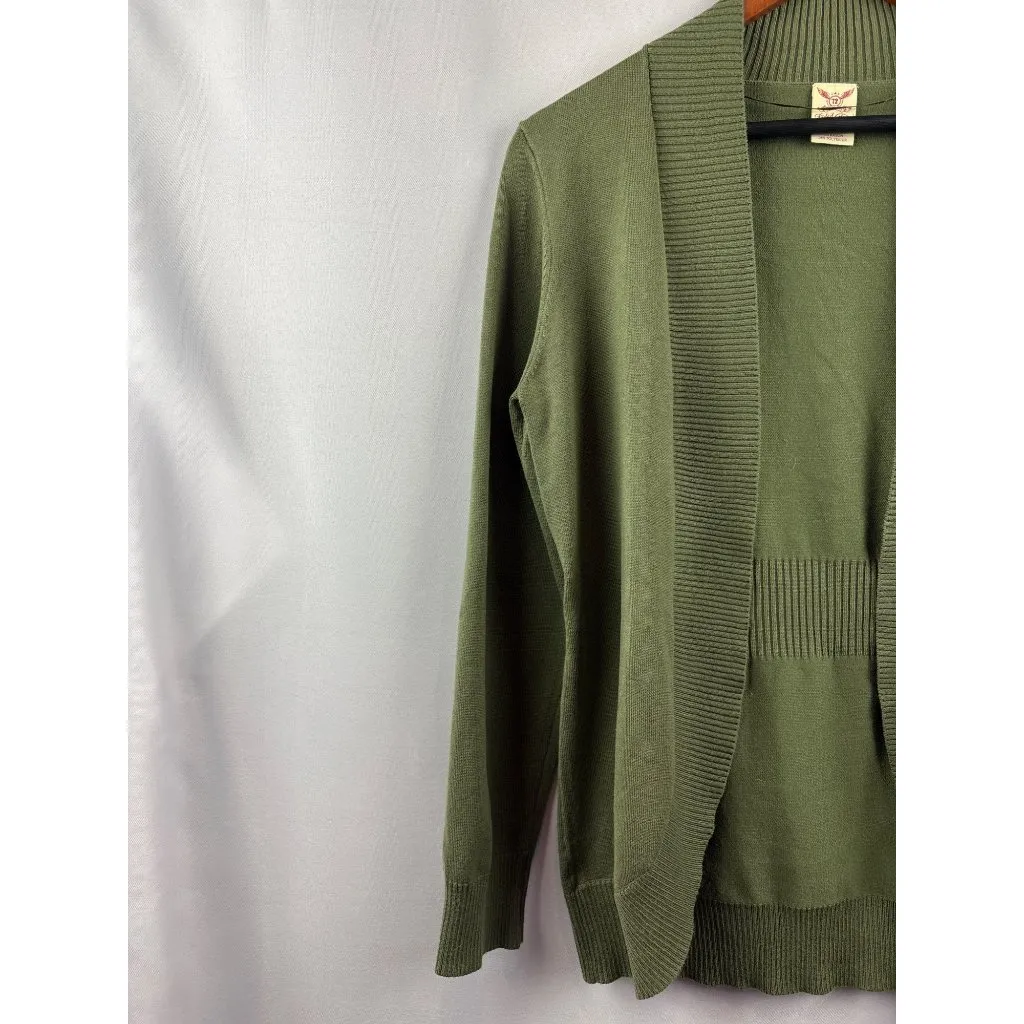 Faded Glory Womens Open-Front Green Cardigan Sweater S Rayon/Polyester - Image 2