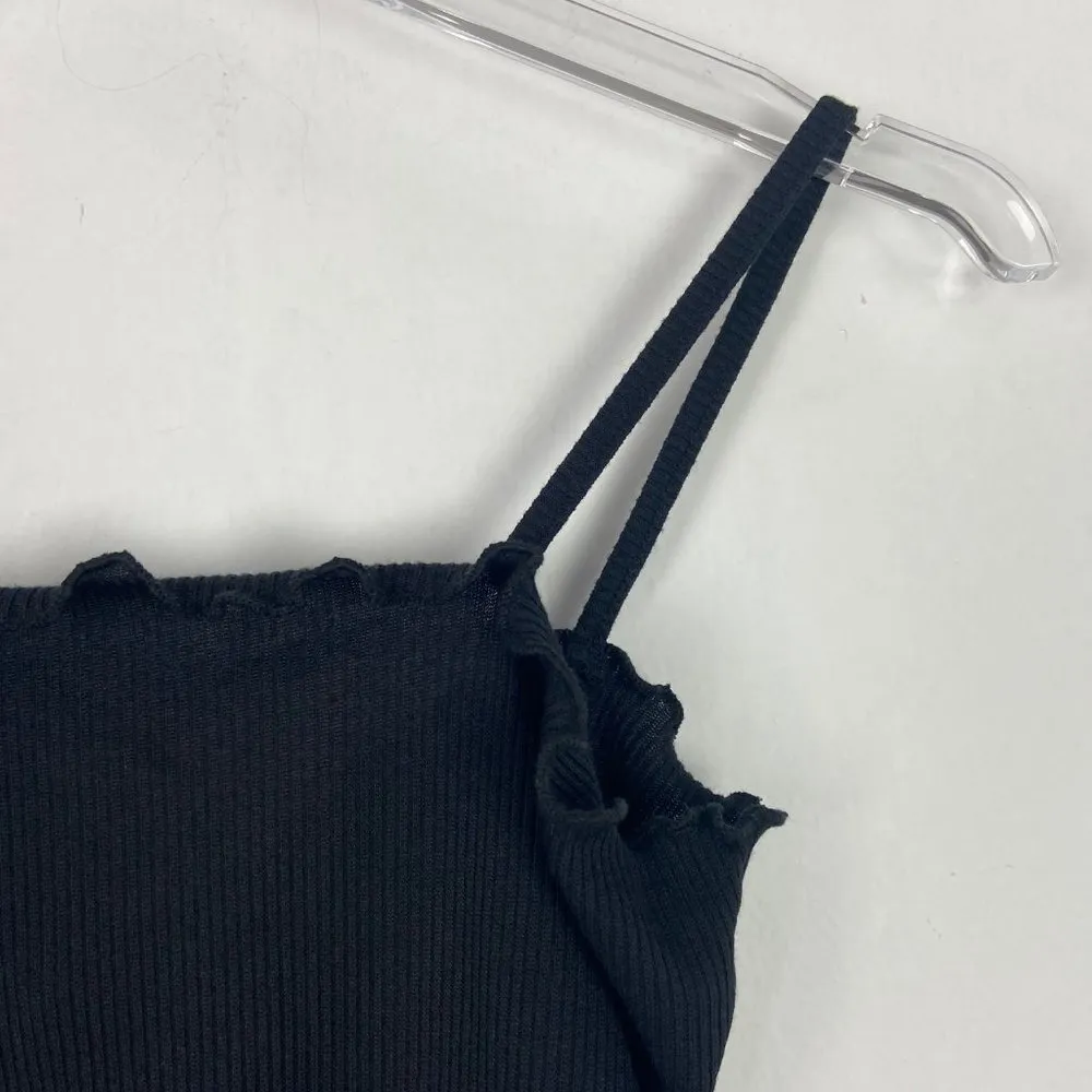 NWT Pretty Little Thing Black Frill Edge Crop Top Black US Size 8 NEW W441 - Image 4