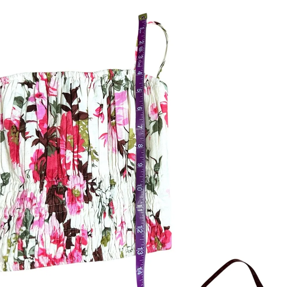 Abercrombie & Fitch Scrunchie Cami Top Size Small Pink Floral Linen Blend - Image 6