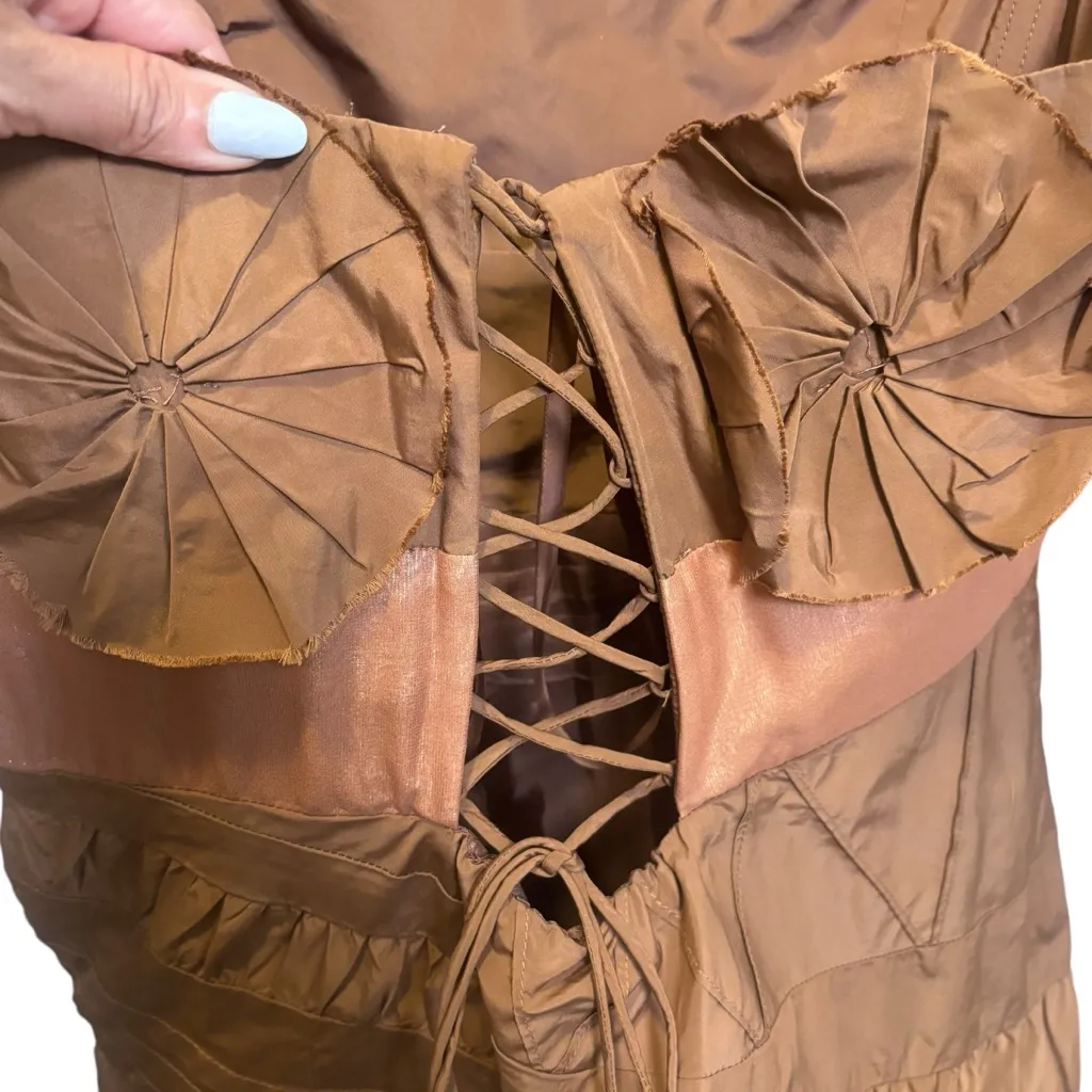 BCBG Maxazria Silk Vintage Brown Vintage Y2K 90s Brown Dress Formal Rare Sz 10 - Image 6