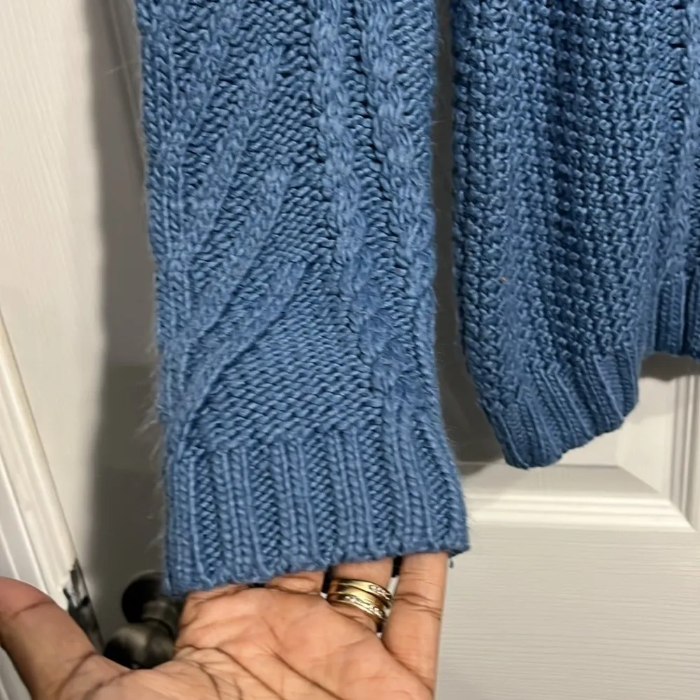 Joe Fresh Women's Cable Knit Pullover Long Sleeve - Size Medium - Blue - Image 5