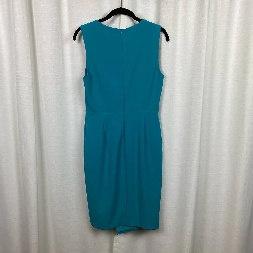 Black Halo Teal Nora V Neck Sleeveless Faux Wrap Sheath Dress Sz.6 NWT - Image 8