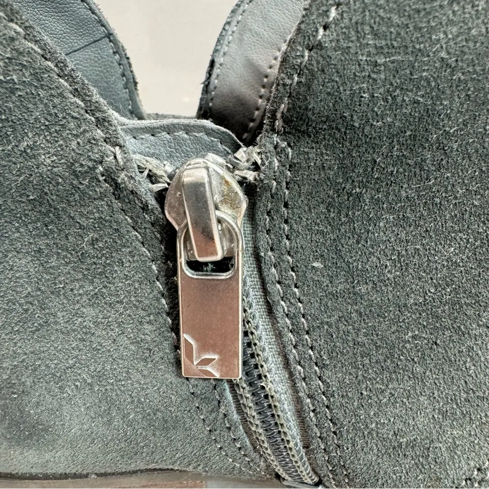 Sofiya Gray Genuine Suede Heeled Ankle Boots with Silver Studs - Image 12