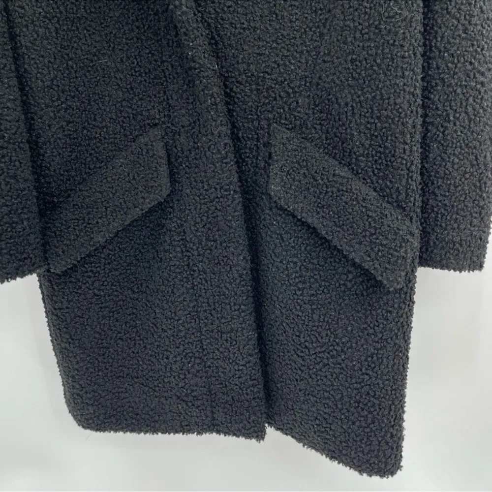 Maje black long Pointed Collar snap button teddy jacket Sherpa Coat size medium - Image 3