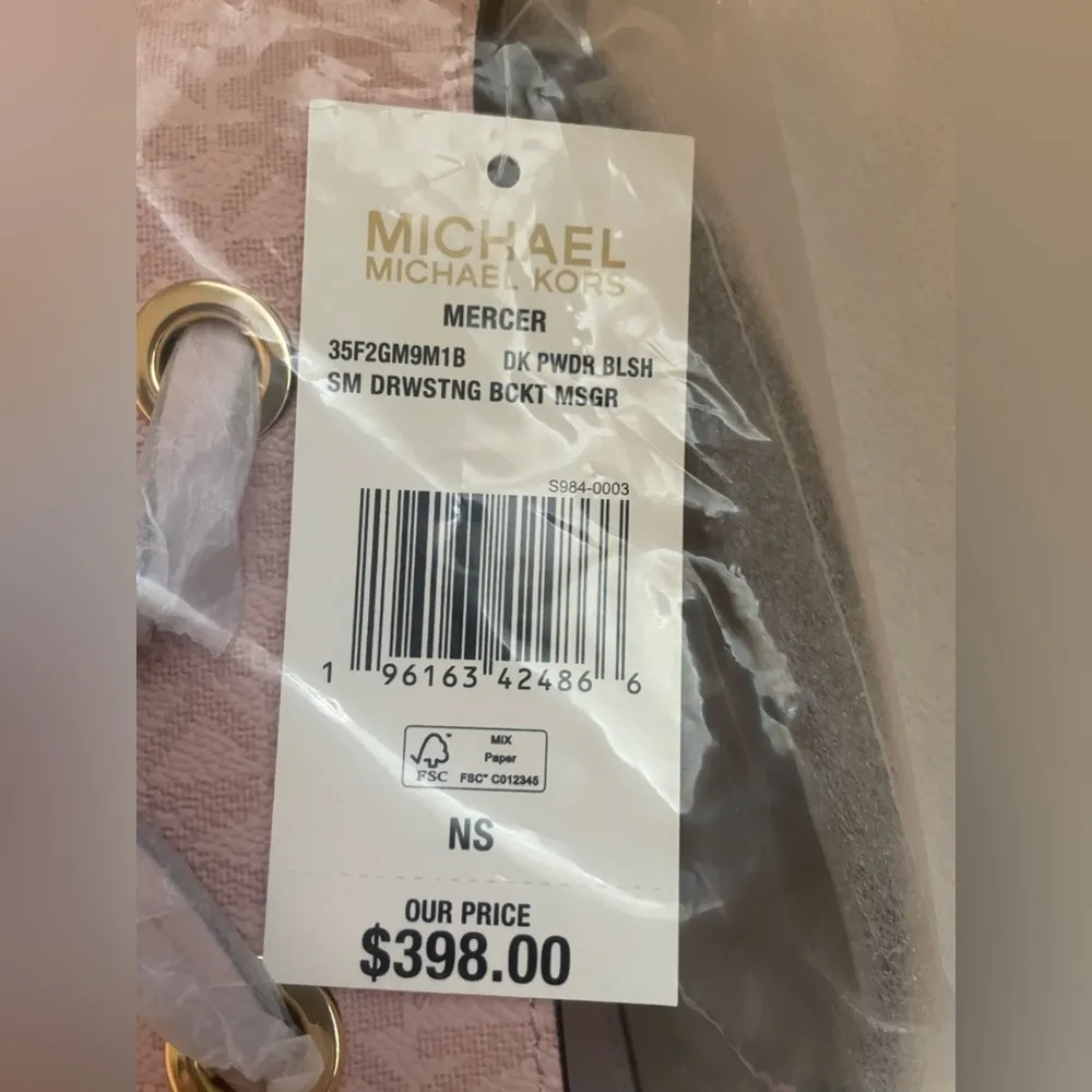 NWT Michael Kors Mercer Small Bucket Purse Handbag Crossbody Pink - Image 4