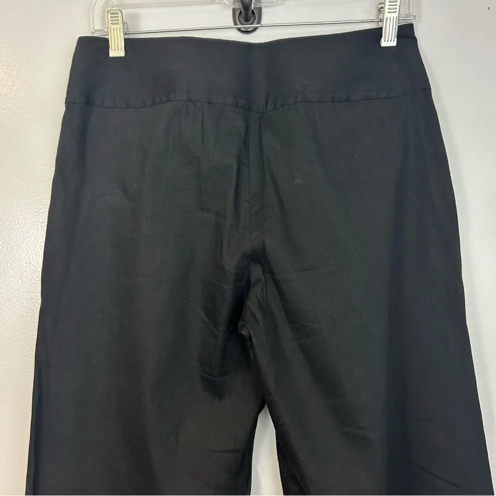 Donna Karan Black High Rise Linen Blend Wide Leg Black Pants Size 6 - Image 6